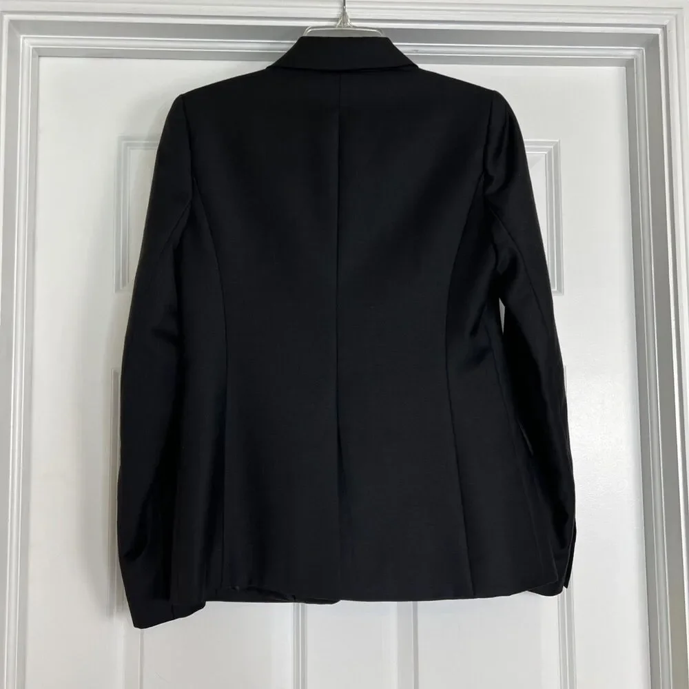 J. Crew Super 120s Blazer Womens Size 4 Black 100% Wool Lined Two Button Jacket
